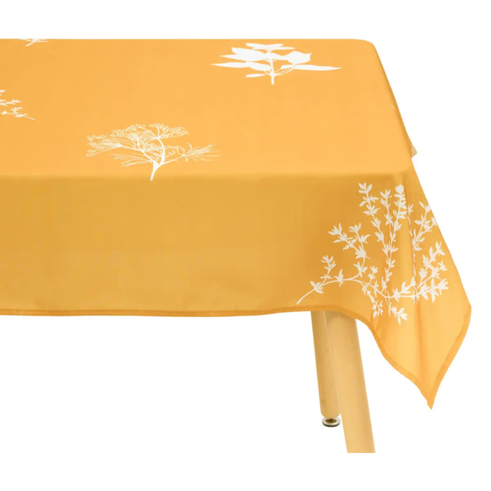 Nappe Garrigue 300x150cm moutarde imprimé feuilles