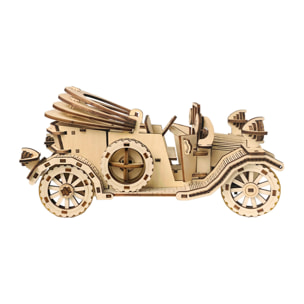 Maqueta de Madera 3D, con movimiento mecánico diseño de Convertible antiguo. 220 piezas.