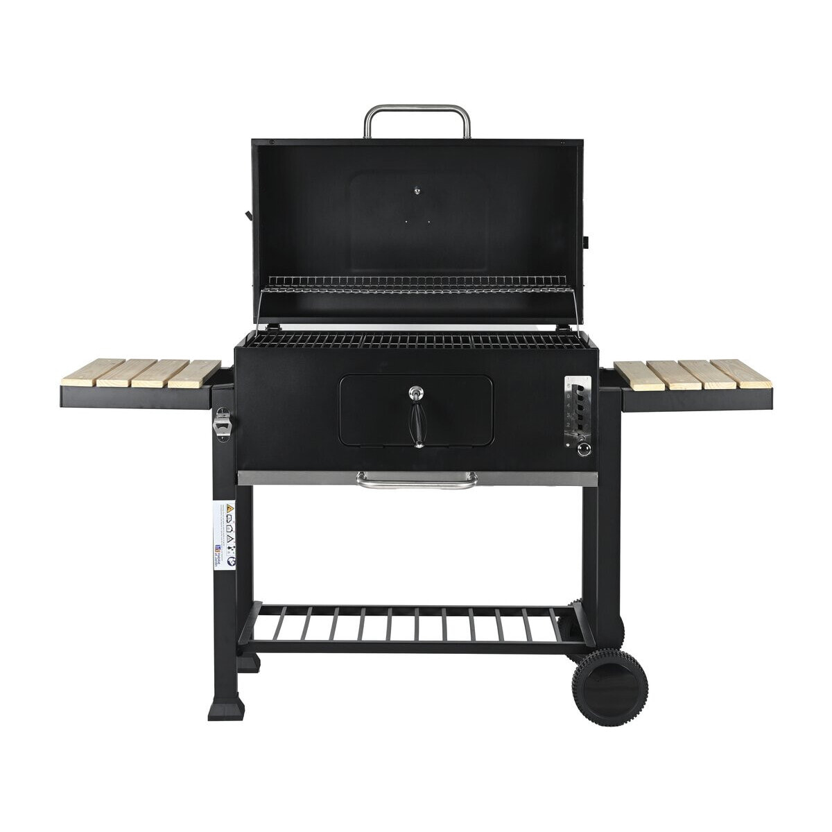 Barbecue charbon avec tablettes latérales et grilles réglables "Marquis" - Noir