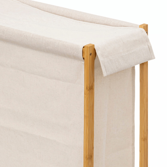 Panier à linge sur roulettes - Beige