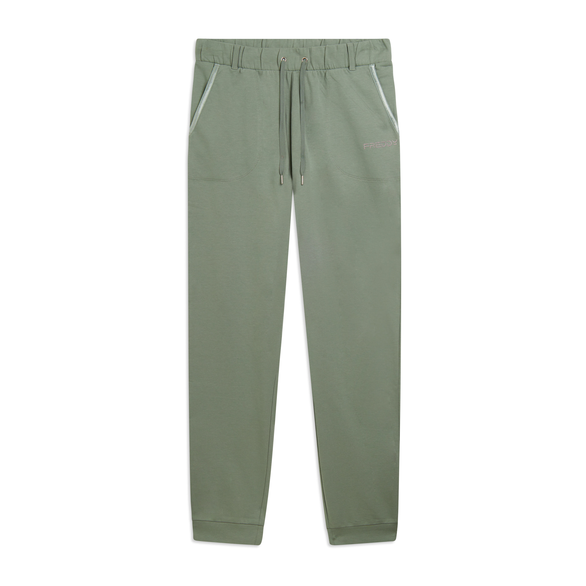 Pantaloni Sportivi in Jersey Pesante con Coulisse e Polsini