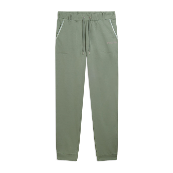 Pantaloni Sportivi in Jersey Pesante con Coulisse e Polsini