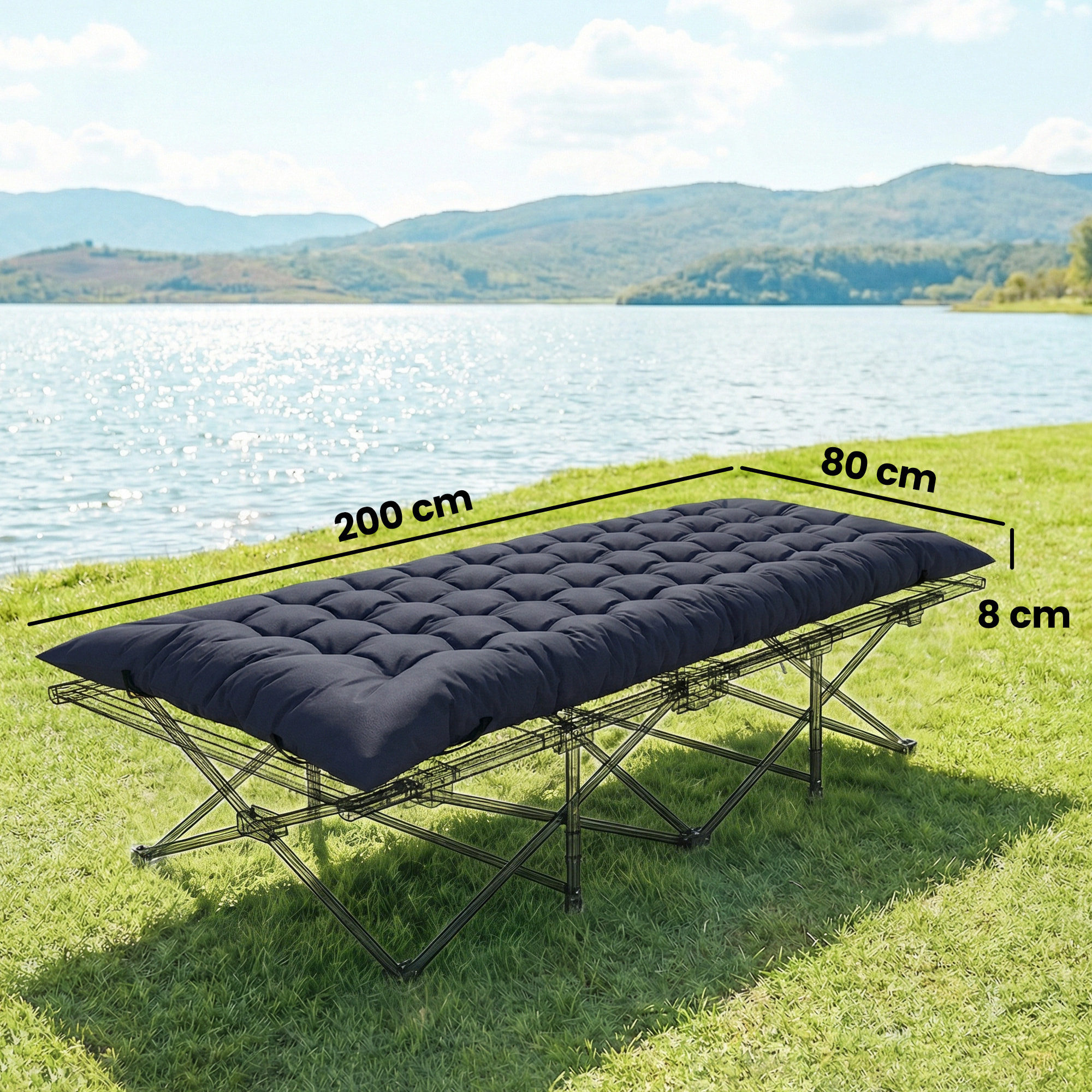 Esterilla de Camping Plegable, Colchoneta de Camping Portátil con Correas, Antideslizante, Grosor 8 cm, para Cama de Camping, Tienda, Viajes, Gris Oscuro