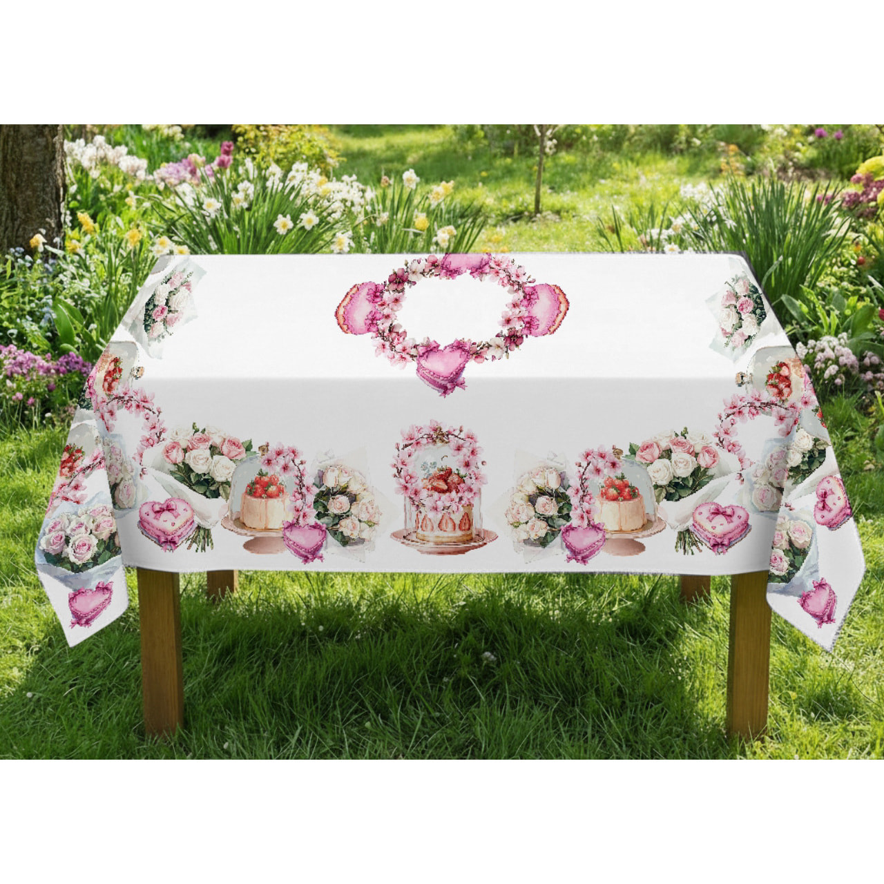 Tovaglia Pasquale Copritavolo Cucina In Stampa Digitale Disegno Festa della Mamma GI