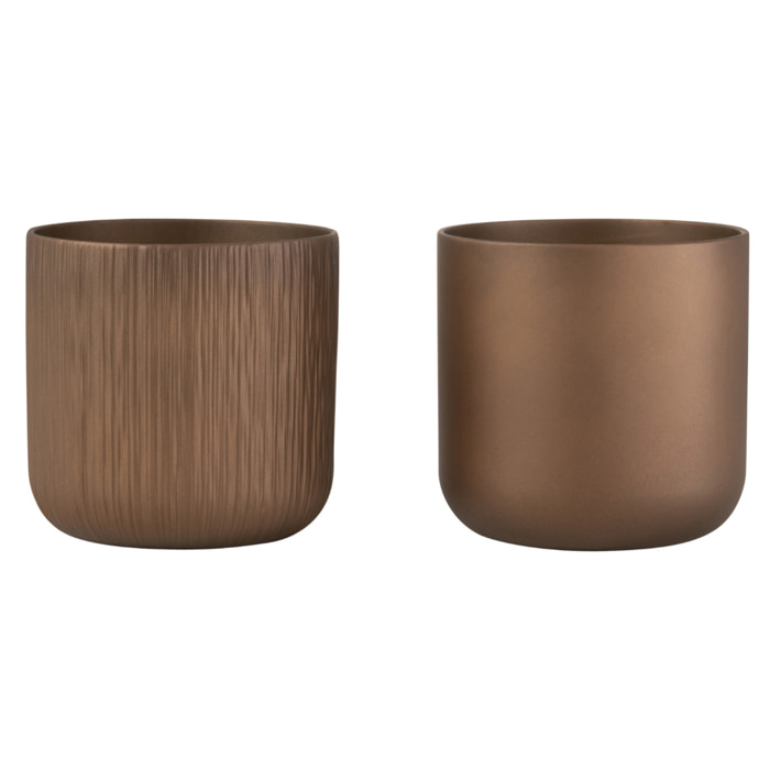 J-Line cache-pot Gen - céramique - or/cuivre - large - 2 pièces - Ø 18.5 cm