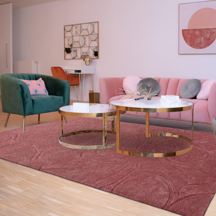 Tapis salon et chambre fait à la main en laine motif faux uni HAZA