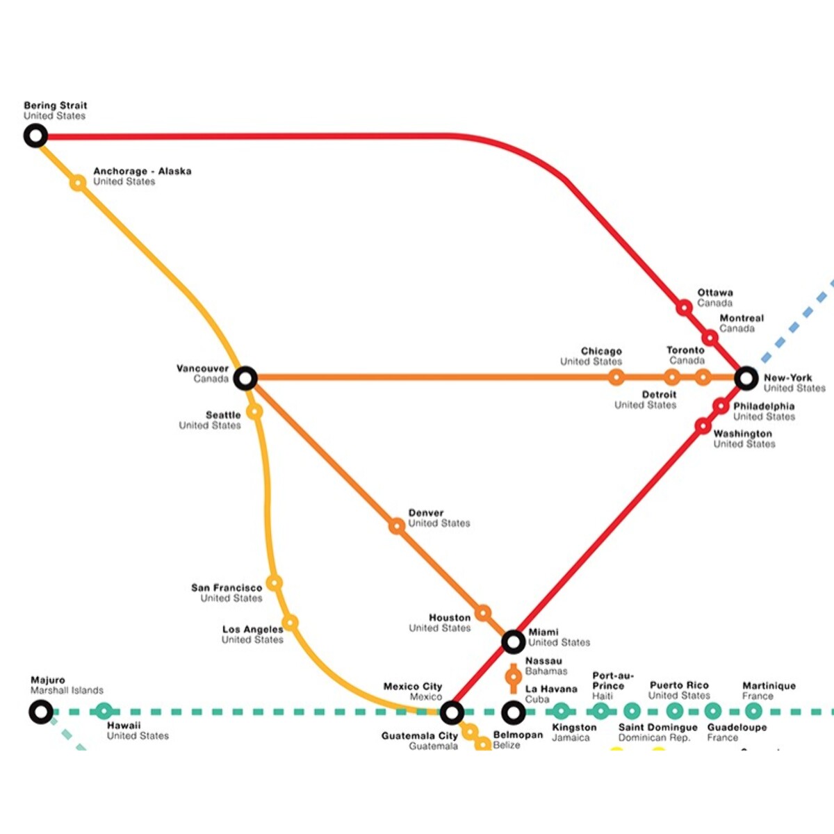 Affiche 50 x 70 cm - World Metro Map - Olivier Bourdereau