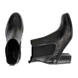 Ankle boots neri in pelle, tacco 7,50 cm