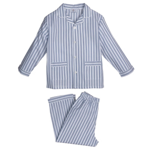 PIGIAMA BAMBINO in cotone righe bianche e blu