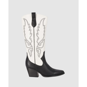 Botas - Negro/Blanco - Tacón: 7 cm