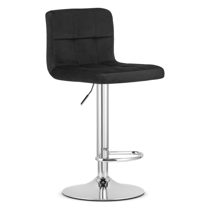 Sgabello da bar PROT in velluto nero e cromo