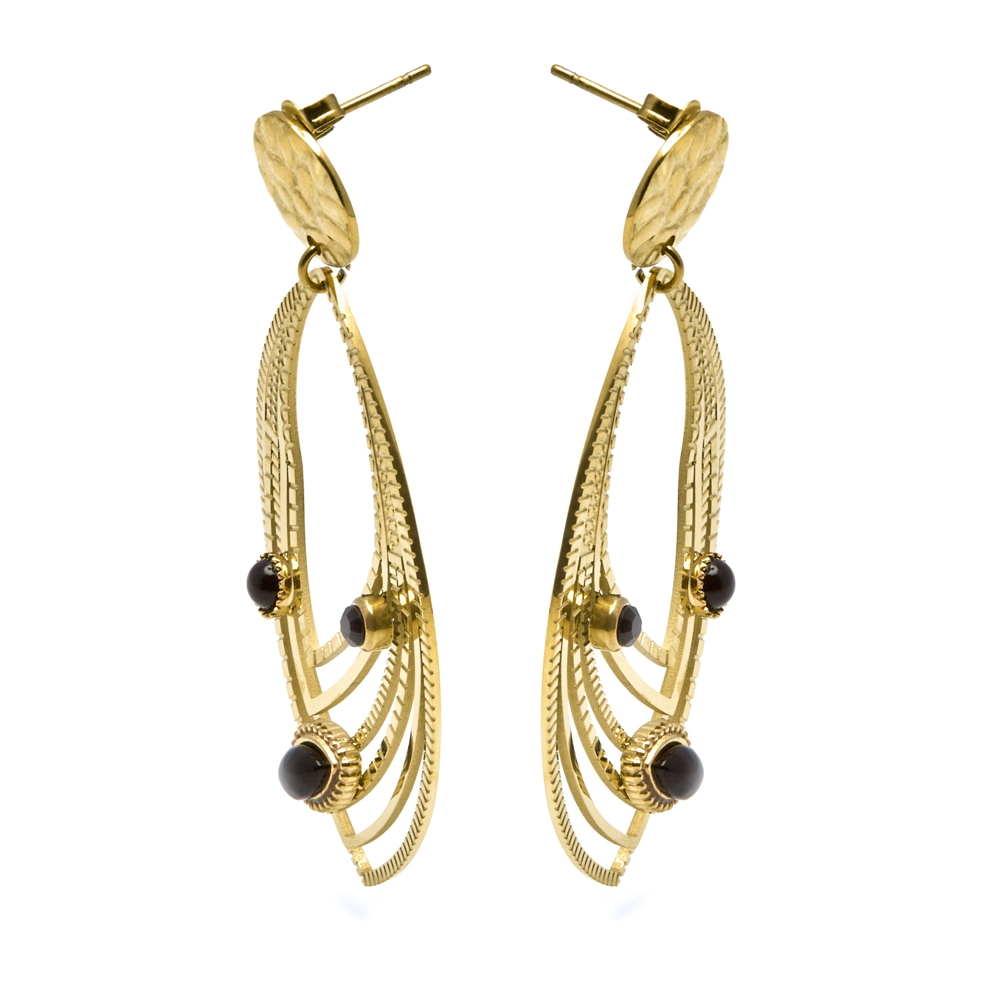 Pendientes de Onix acabados en oro amarillo de 18k