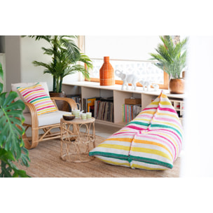 J-Line vase Bouteille Rayures Pointillés - rotin - rose/roange/jaune - 3 pièces