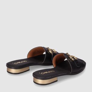 Sandalias de Piel - Negro - Tacón: 2 cm