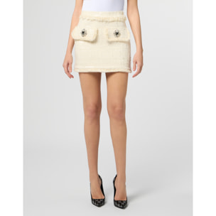 PHILIPP PLEIN Tweed Mini Skirt Paillettes