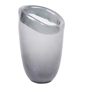 Vaso Obliquo Bordo Interno. Altezza 24,5 Cm - Pezzi 1 - 18X24,5X18cm - Colore: Grigio - Bianchi Dino - Decori Casa E Complementi