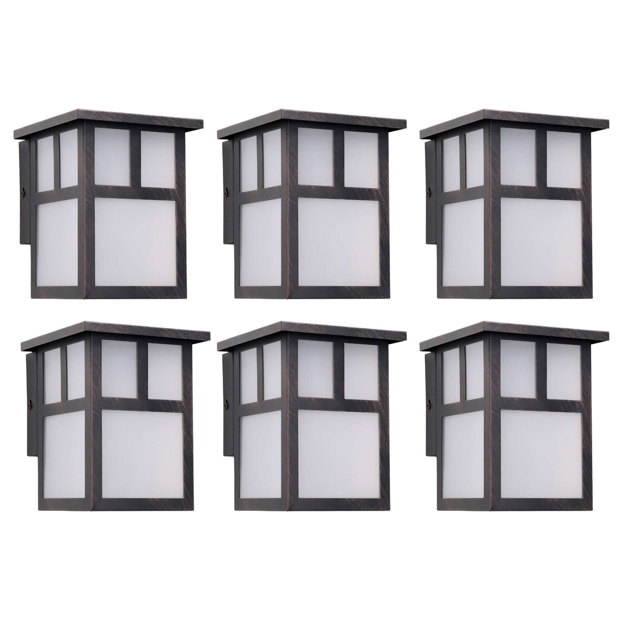 Osaka (6 unidades) Aplique de Pared Exterior Rústico de Estilo Japonés. Bombilla E27. Lámpara Jardín IP23 Marrón Óxido