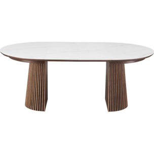 Table à manger ronde extensible en céramique bicolore 6/8 places - ADA