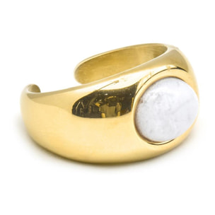 Anillo con Madreperla Blanca acabado oro 18k