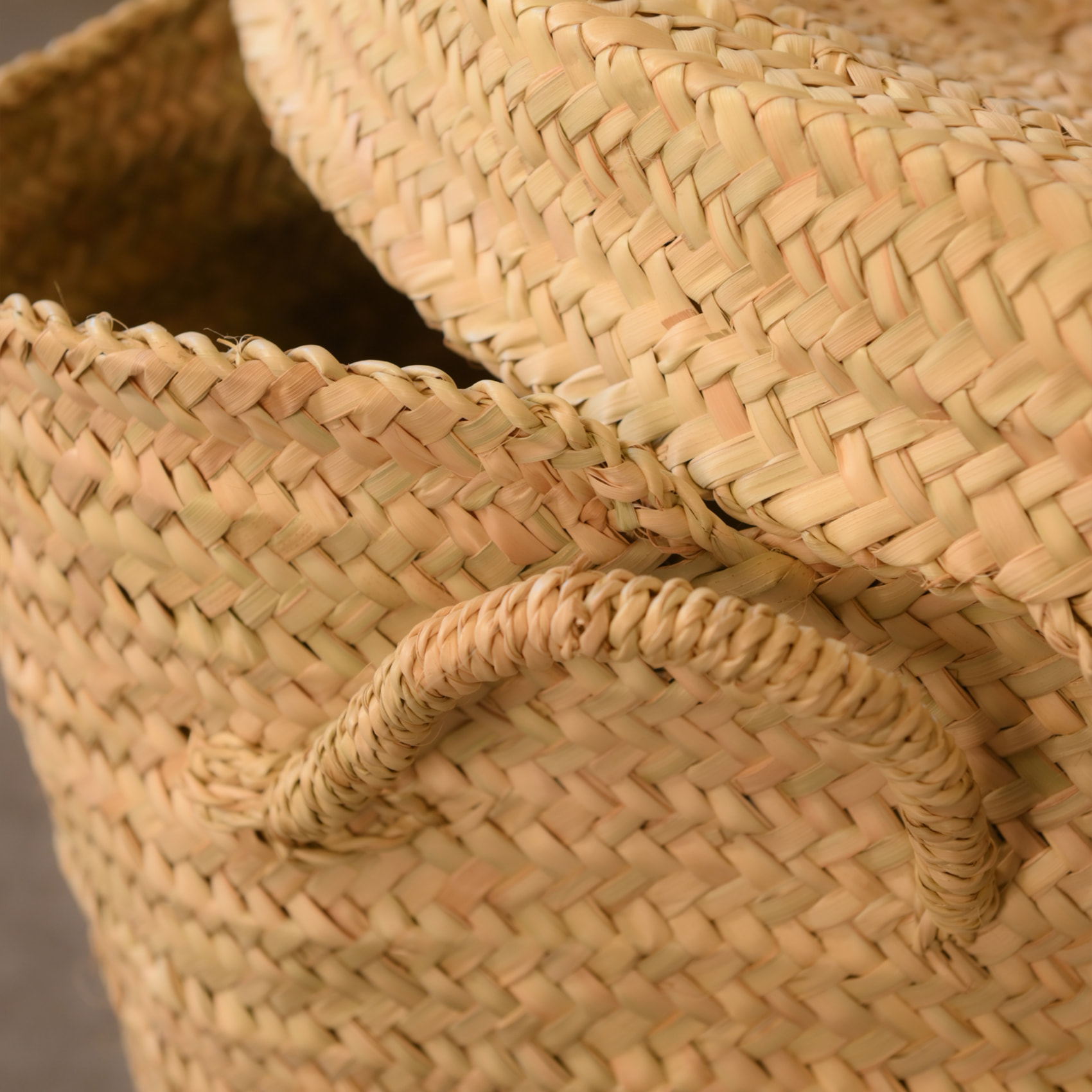 Panier chevron avec couvercle et anse - Naturel