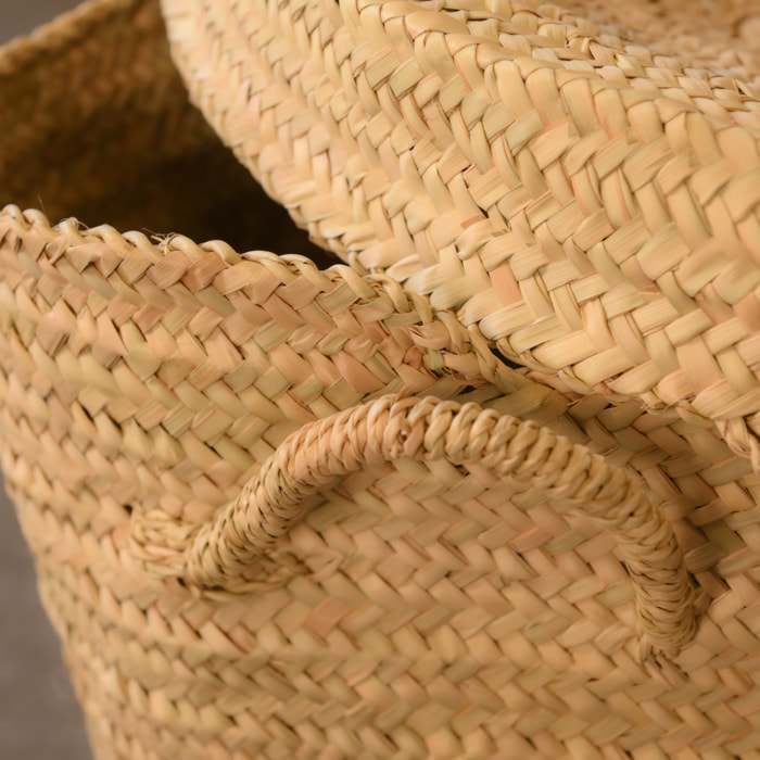 Panier chevron avec couvercle et anse - Naturel