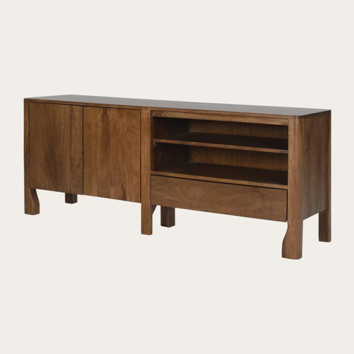 Meuble tv Capri -bois massif de mangue-couleur noyer 150 x 60 x 40 cm