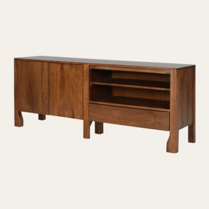 Meuble tv Capri -bois massif de mangue-couleur noyer 150 x 60 x 40 cm