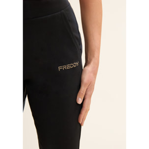 Pantaloni corsaro in jersey con logo perline