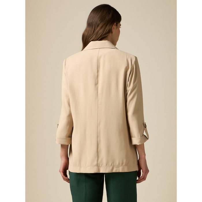 Oltre - Blazer de sarga de viscosa - Beige