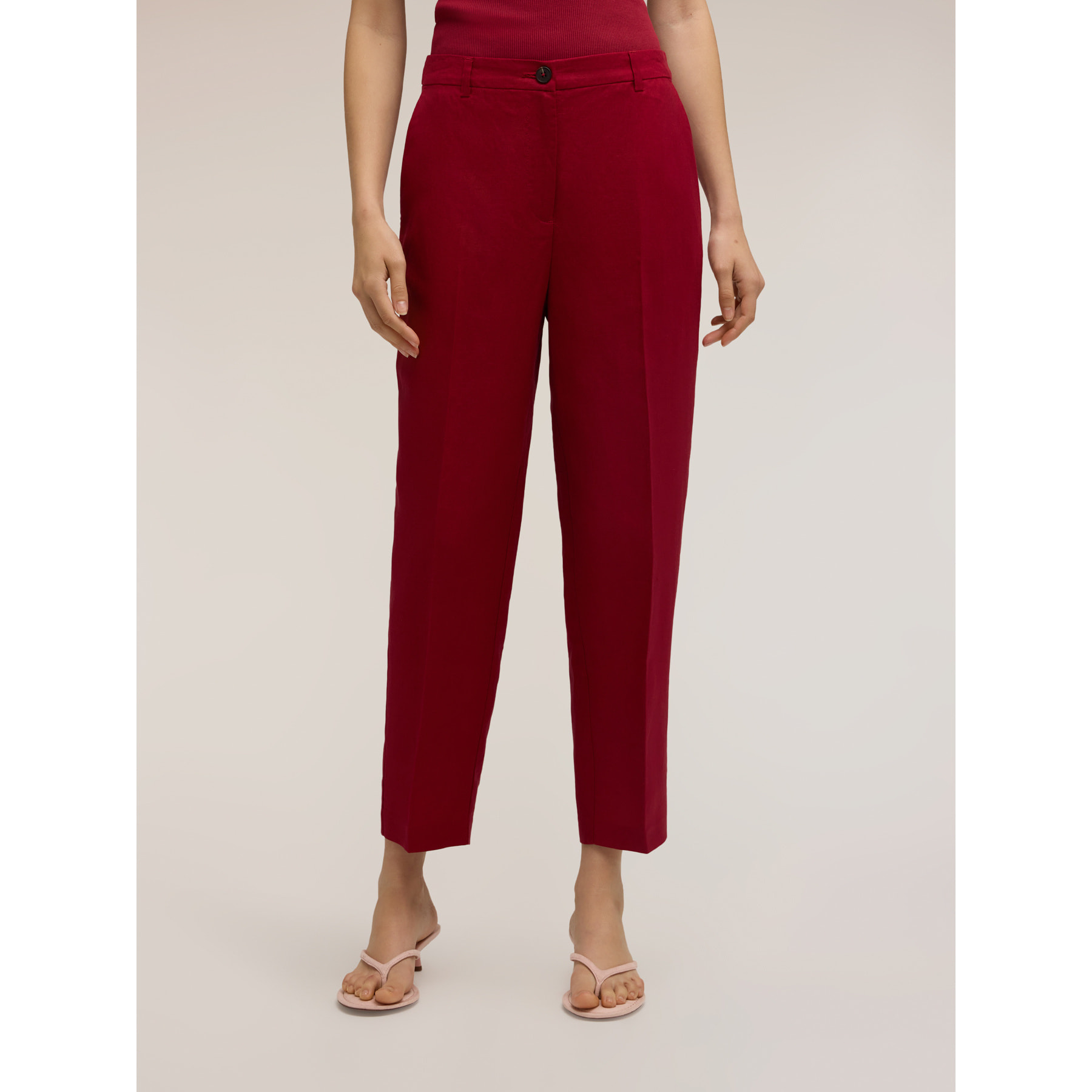 Motivi - Pantaloni regular in misto lino - Rosso