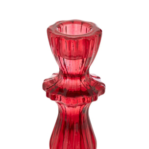 Bougeoir H.20cm verre rouge