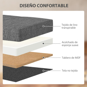 Baúl de Almacenaje para Dormitorio 84L Puff de Almacenaje Plegable Tapizado de Lino Sintético con Tapa para Salón 76x38x38 cm Gris Oscuro