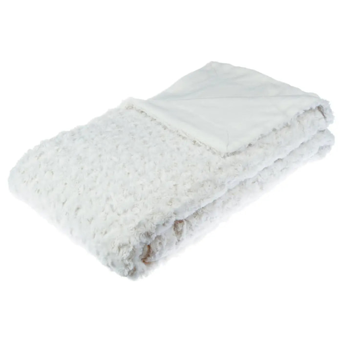 Plaid "Bouclette" fausse fourrure blanc 180x230cm