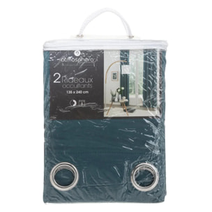 Lot de 2 rideaux occultants "Odélie" bleu canard 135x240cm