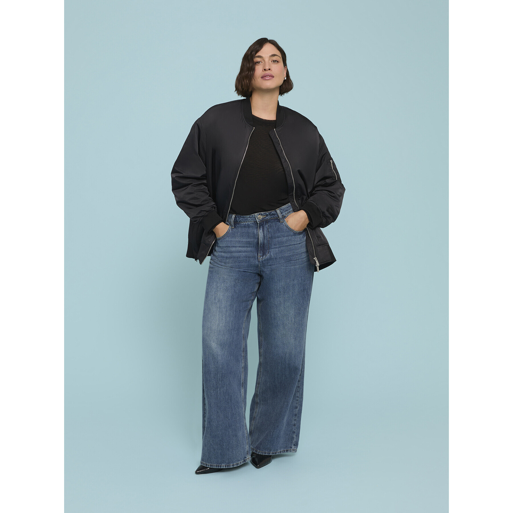 Fiorella Rubino - Jeans de pierna ancha con lavado desgastado - Azul