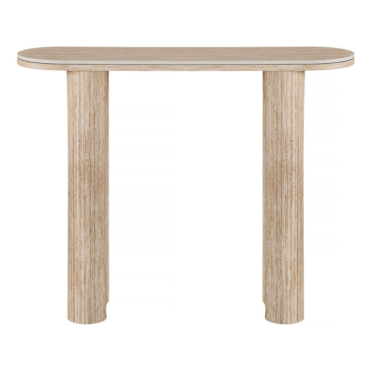 Table console travertin en céramique "Alba" - 100 x 30 x 80 cm - Marron