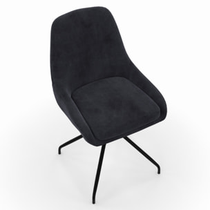 Chaises Olivia pivotantes velours gris pieds métal - lot de 2