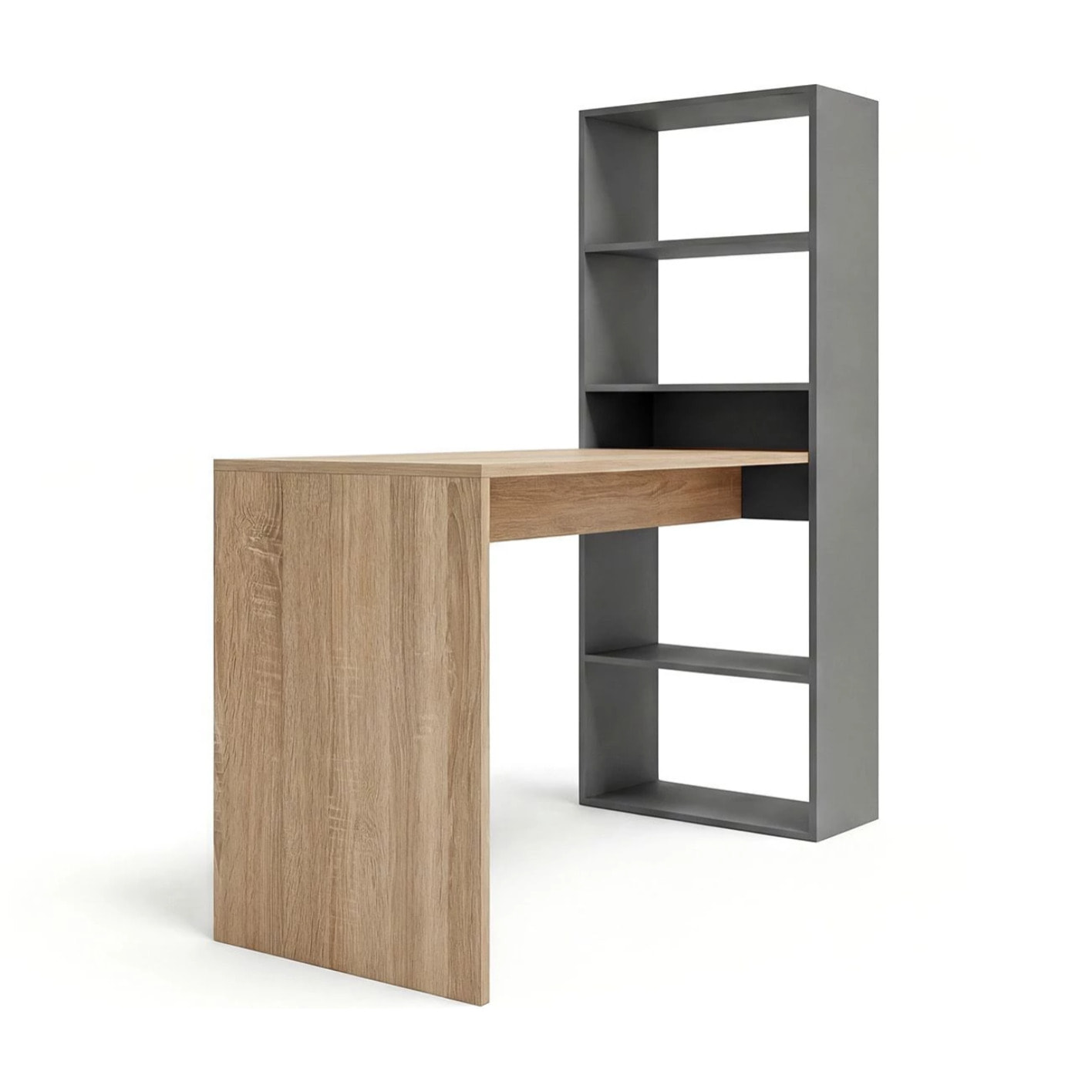 Mesa de escritorio con estantería en gris grafito y roble canadian 120x50 cm Cosmic Gris Grafito - Roble Canadian