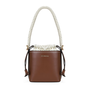 Bolso cubo cuero con asa trenzada