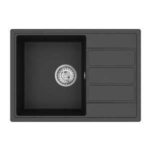 62x44 cm évier avec égouttoir réversible en Granite, à encastrer, noir + mitigeur lavabo/cuisine Grohe StartEdge (SATSE2BG313)