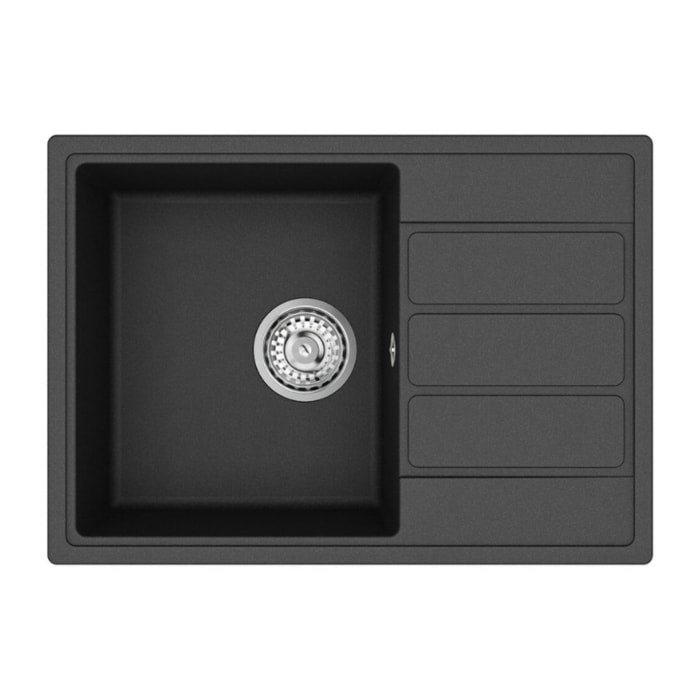 62x44 cm évier avec égouttoir réversible en Granite, à encastrer, noir + mitigeur lavabo/cuisine Grohe StartEdge (SATSE2BG313)