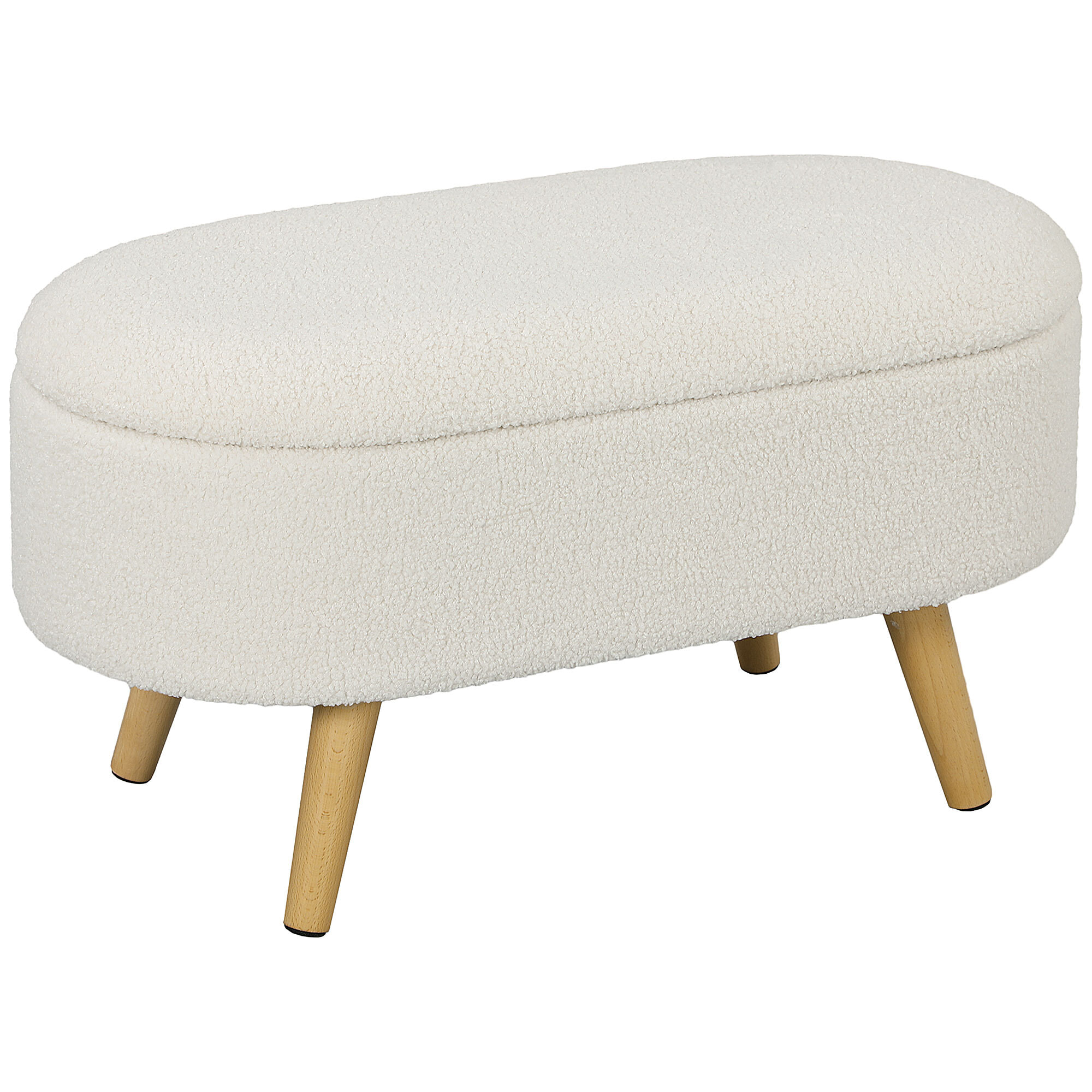 Banquette coffre style nordique bois bouclettes blanc