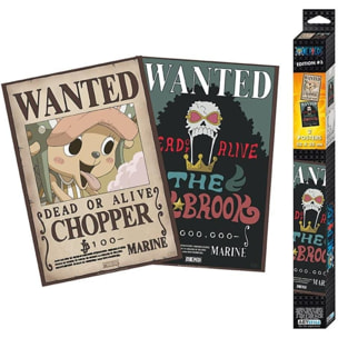 One Piece Set 2 Poster Ricercati "Wanted Brook & Chopper" Chibi 52 x 35 cm Gadget