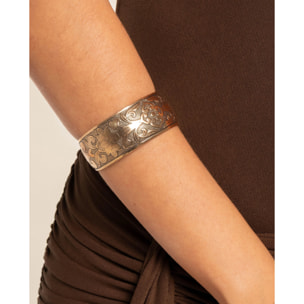 Brazalete rígido ajustable con relieve oro viejo