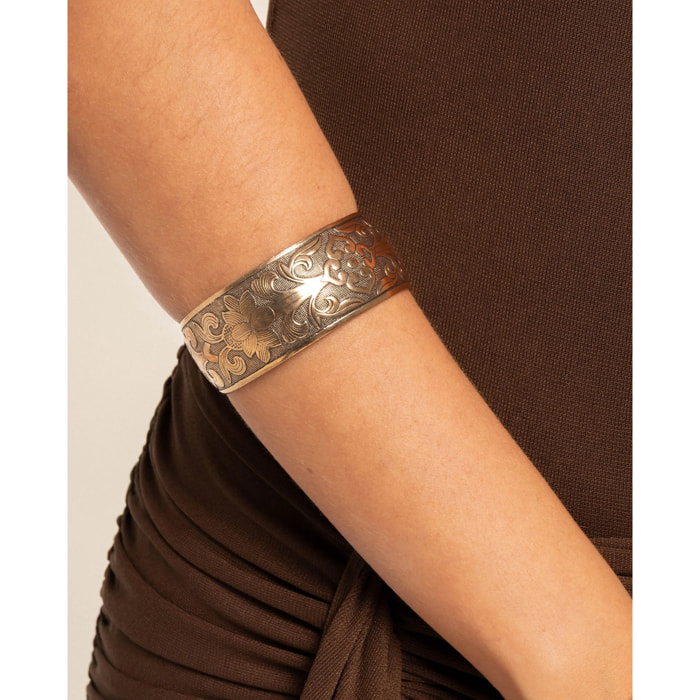 Brazalete rígido ajustable con relieve oro viejo