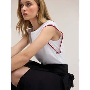 Motivi - Top in jersey con bordi colorati - Bianco