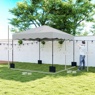 Carpa Plegable Pop-up Gazebo 3x3 m Cenador Plegable con Protección UV 50+ Altura Ajustable Bolsa de Arena y Bolsa con Ruedas para Camping Fiestas Blanco
