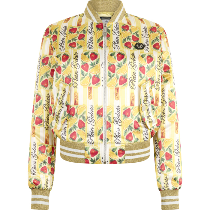 PHILIPP PLEIN Satin Bomber Jacket Ice Cream