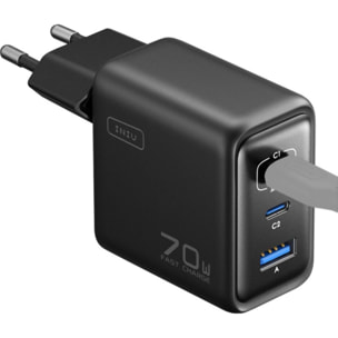Chargeur INIU 70W pliable Leopard 2 USB-C + USB-A Noir