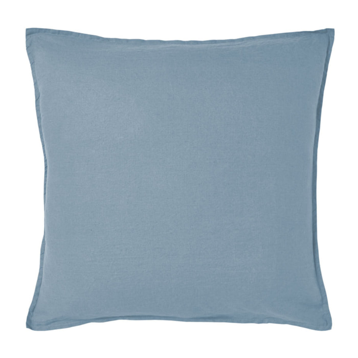 Taie d'oreiller unie en lin lavé, Made in France, NOUVELLE VAGUE , Bleu cascade